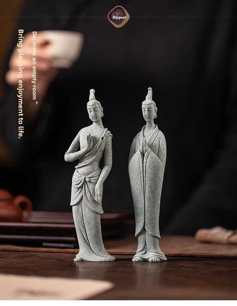 zensoullab Zen Style Chinese Qing Sand Dunhuang Flying Figure Small Ornament Creative Fish Tank Micro Landscape Potted Plant Gardening Decoration Display