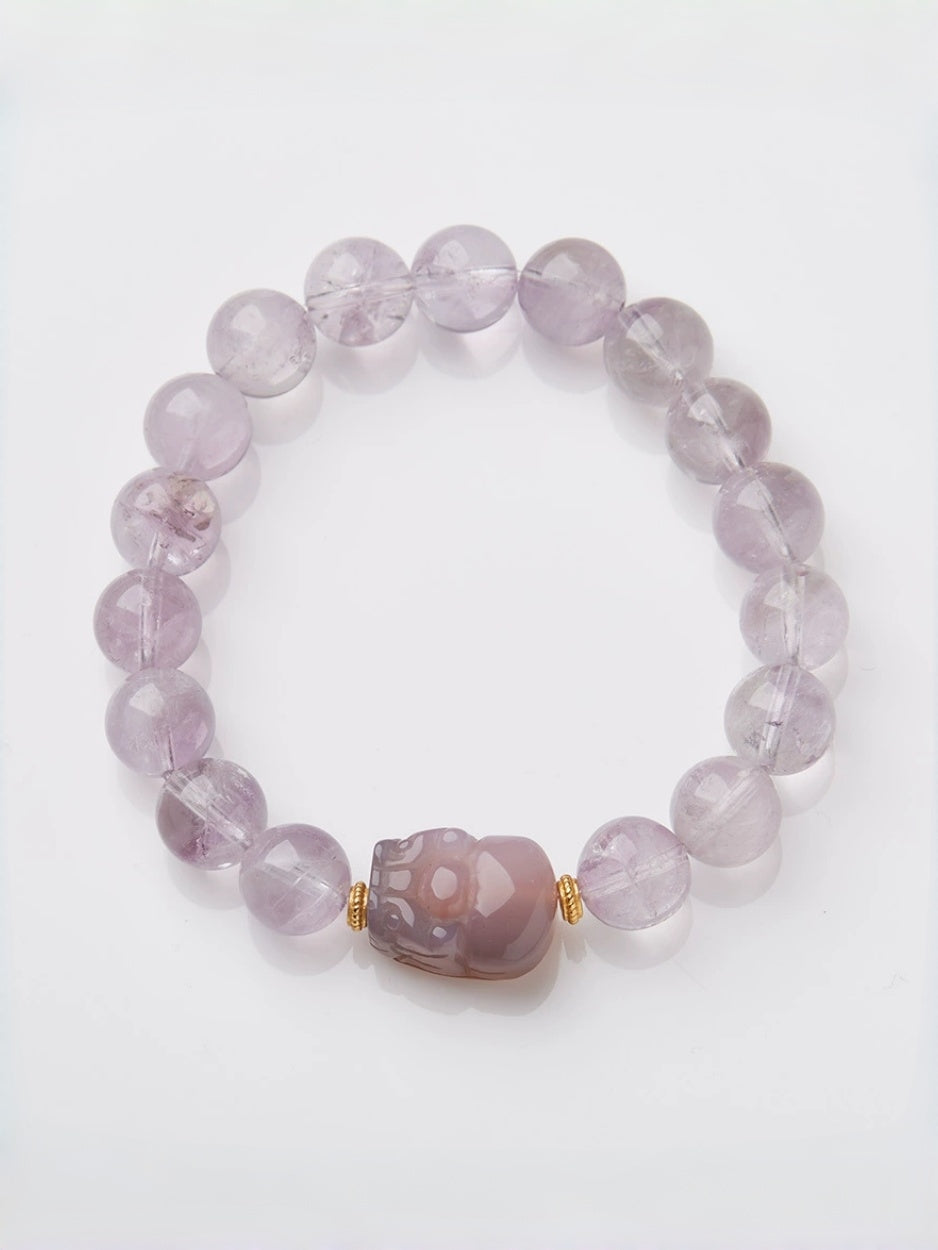 zensoullab Nine Purple Fire Bracelet for Women, Zodiac Year of the Dragon Bracelet, Natural Purple Jade Lavender Crystal Bracelet