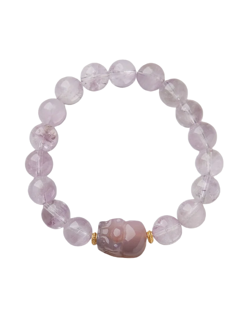 zensoullab Nine Purple Fire Bracelet for Women, Zodiac Year of the Dragon Bracelet, Natural Purple Jade Lavender Crystal Bracelet