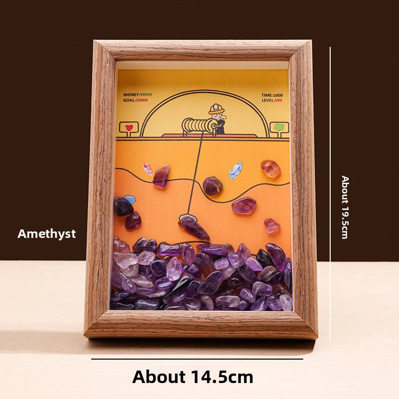 zensoullab Runyang Jewelry Natural Crystal Stone Frame Miner DIY Crystal Crafts 7inch Frame Display Creative