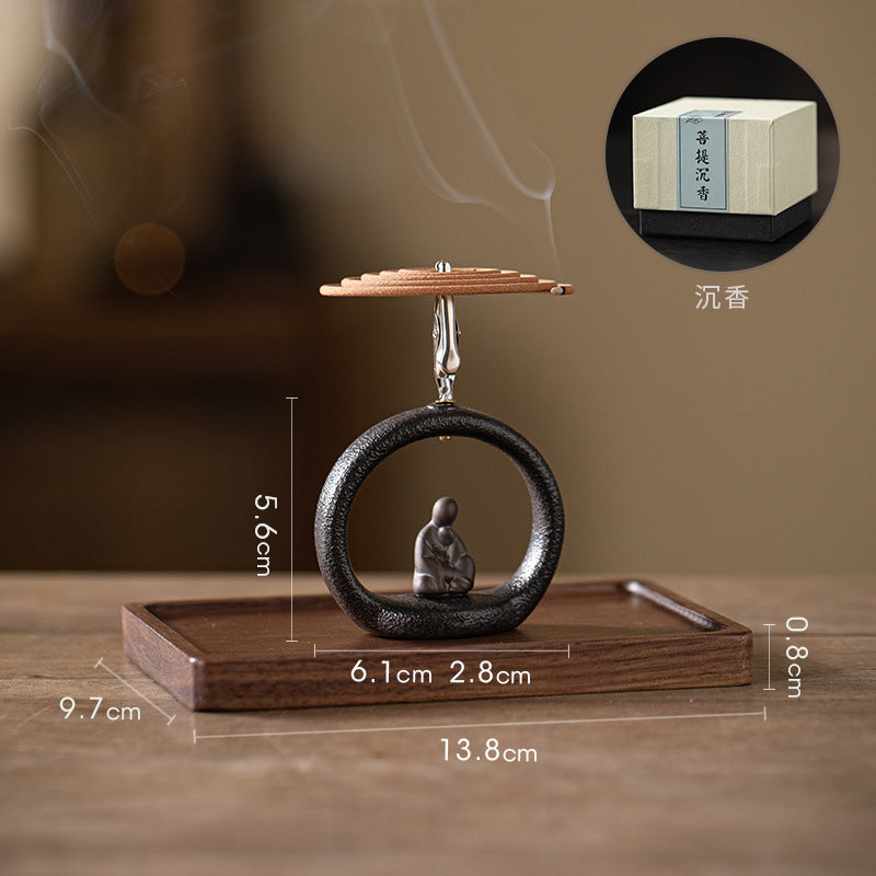 zensoullab Zen Style Small Monk Incense Holder Creative Dual-use Coil Incense Burner Incense Burner for Home Indoor Sandalwood Agarwood Incense Burner Ornament