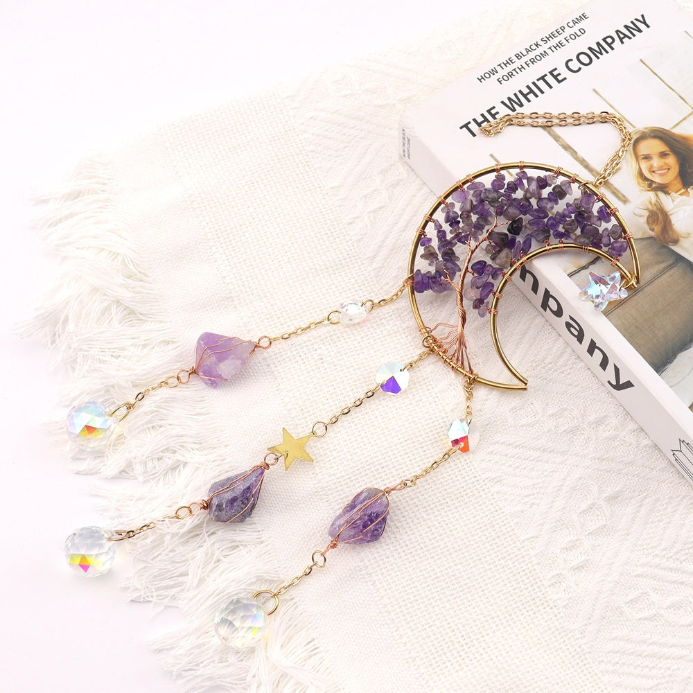 zensoullab Home Decor Pendant Inspiration Design Natural Crystal Tree of Life Sun Catcher Crystal Wind Chime