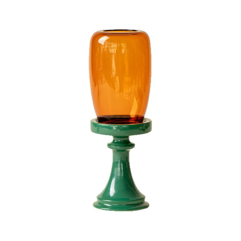 zensoullab Bamboo Leaf Green Ming Qing Candle Holder Glass New Chinese Style Aromatherapy Candle Tea Room Atmosphere Small Candle Holder Tea Ceremony Ornament