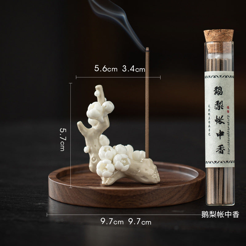 zensoullab Zen Ceramic Plum Blossom Incense Holder Creative Incense Stand Incense Tray Incense Burner Tea Room Study Atmosphere Decor Incense Burner