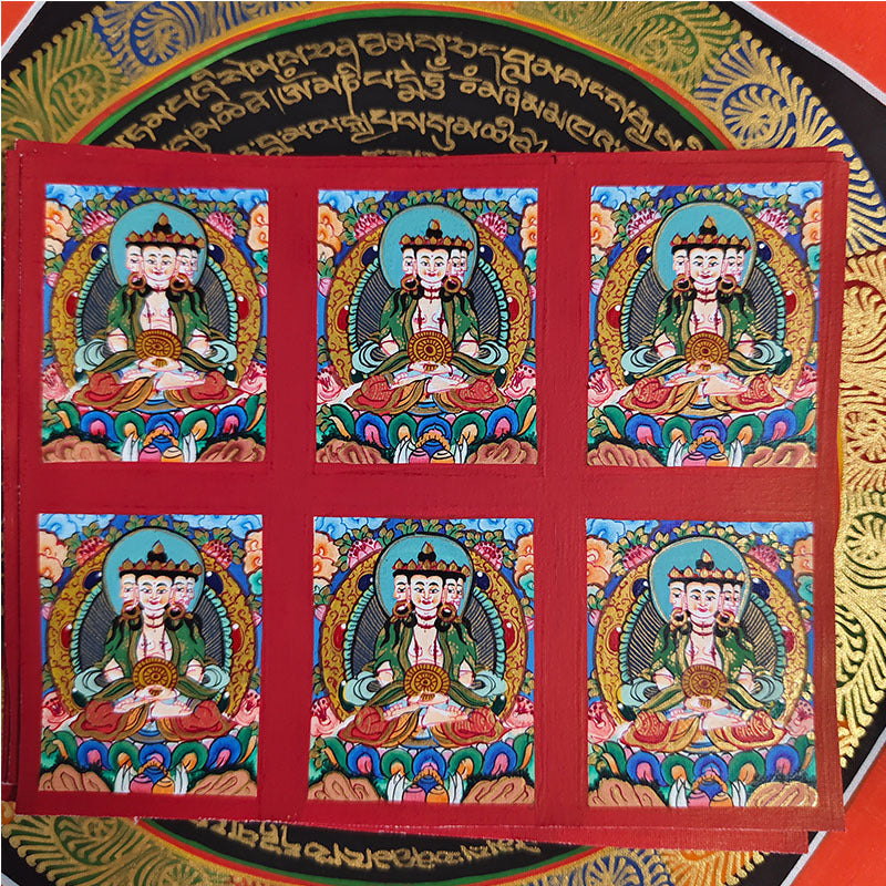 zensoullab Nepal Hand-painted Small Thangka Twelve Zodiac Guardian Buddha Manjushri Yellow God of Wealth Green Tara Gau Box Pendant