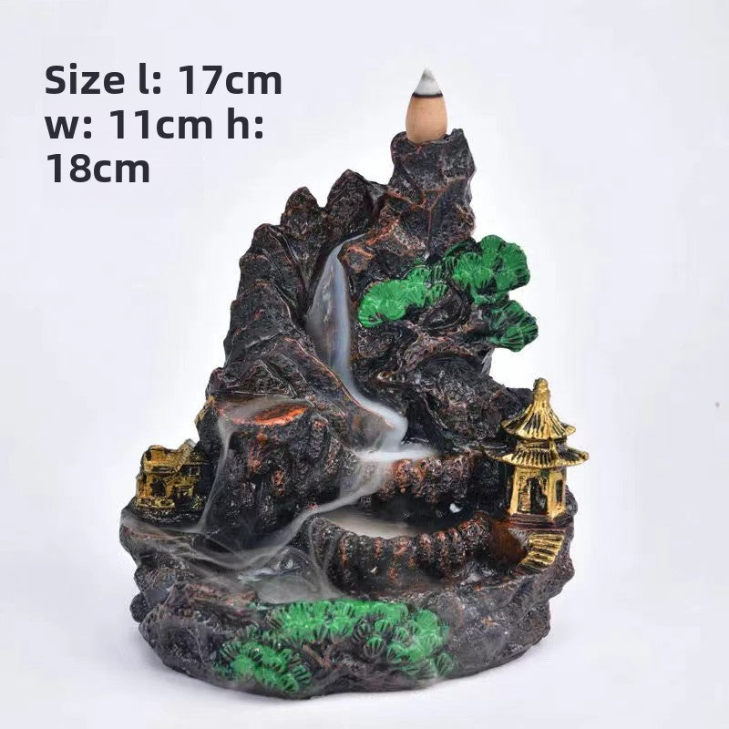 Zensoullab Resin Carving High Mountain Flowing Water Backflow Agarwood Stove Home Indoor Zen Sandalwood Incense Burner Tea Ceremony Decoration Zen Incense Burner