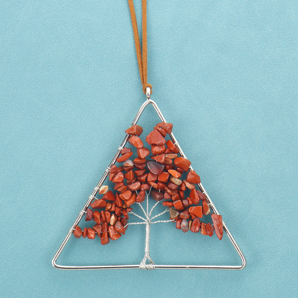 zensoullab Natural Raw Crystal Stone Gravel Christmas Tree Triangle Hanging Holiday Home Decoration