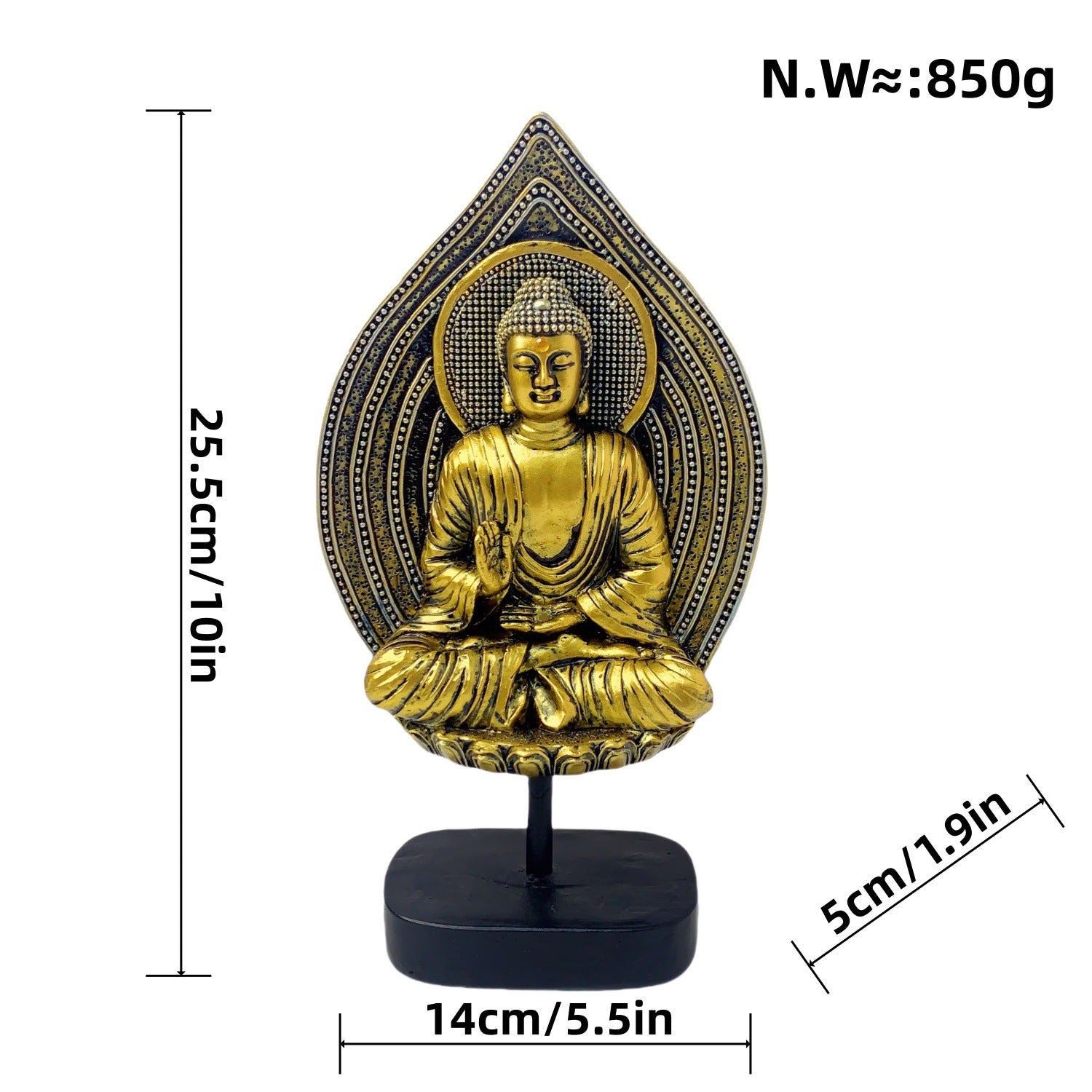 zensoullab New Chinese Style Buddha Statue Ornament Resin Painted Gold-Plated Small Buddha Statue Retro Zen Buddha Head Home Tea Room Decoration