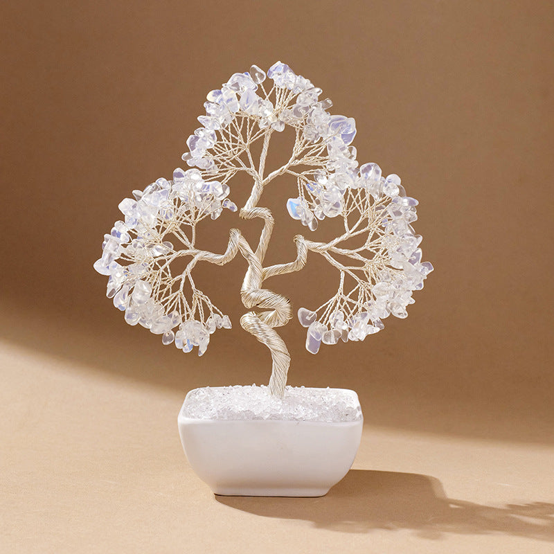 zensoullab Natural Aquamarine Crystal Raw Stone Tree of Life Wealth-Attracting Desktop Office Ornament Crystal Craft
