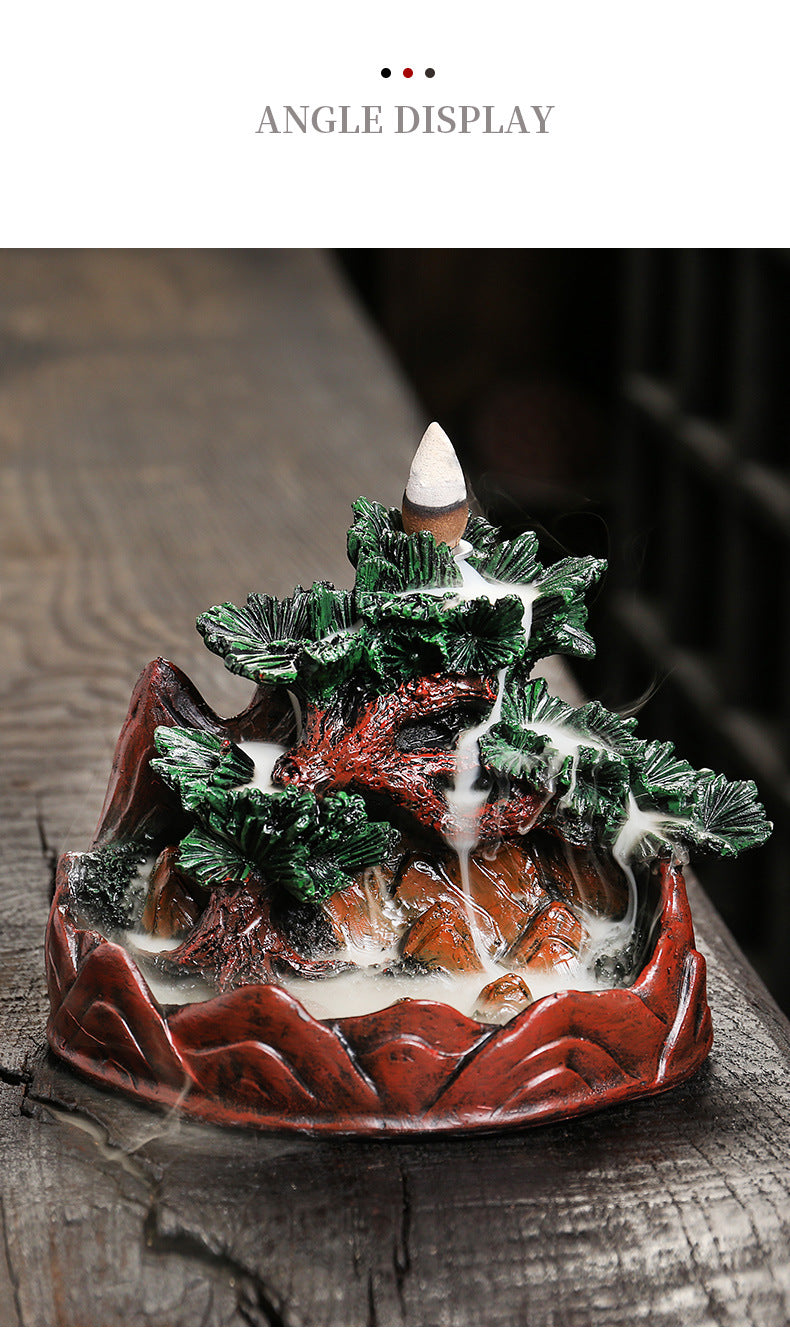 zensoullab Resin Christmas Tree Christmas Backflow Incense Burner Creative Pine Tree Smoke Backflow Aromatherapy Burner Home Decoration Ornament