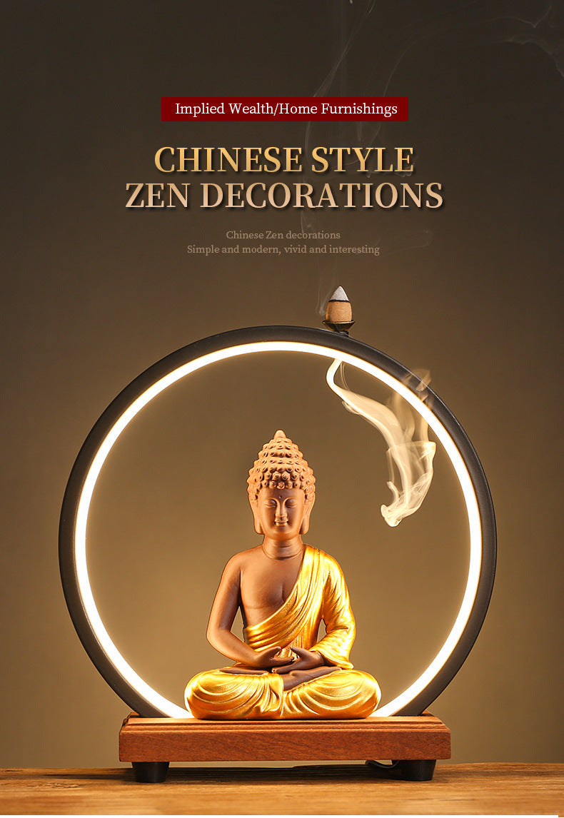zensoullab Backflow Incense Burner Indoor Incense Creative Zen Buddha Sandalwood Agarwood Tea Ceremony Entrance Living Room Ceramic Lamp Ring Ornament