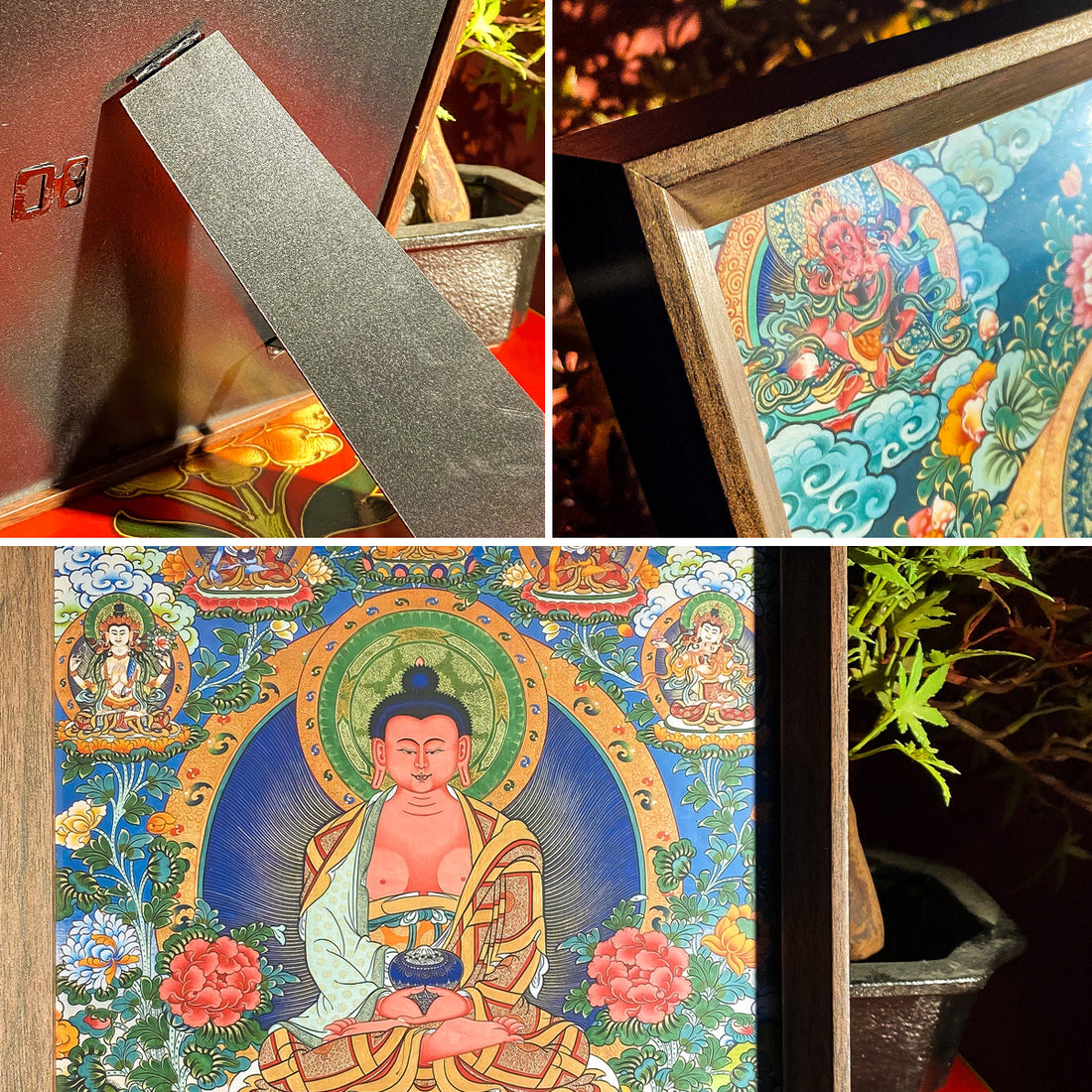 zensoullab Thangka Yellow God of Wealth Mahakala Buddha Statue Hanging Painting Desktop Display Guanyin Bodhisattva Wealth Attraction Entrance Decoration Painting