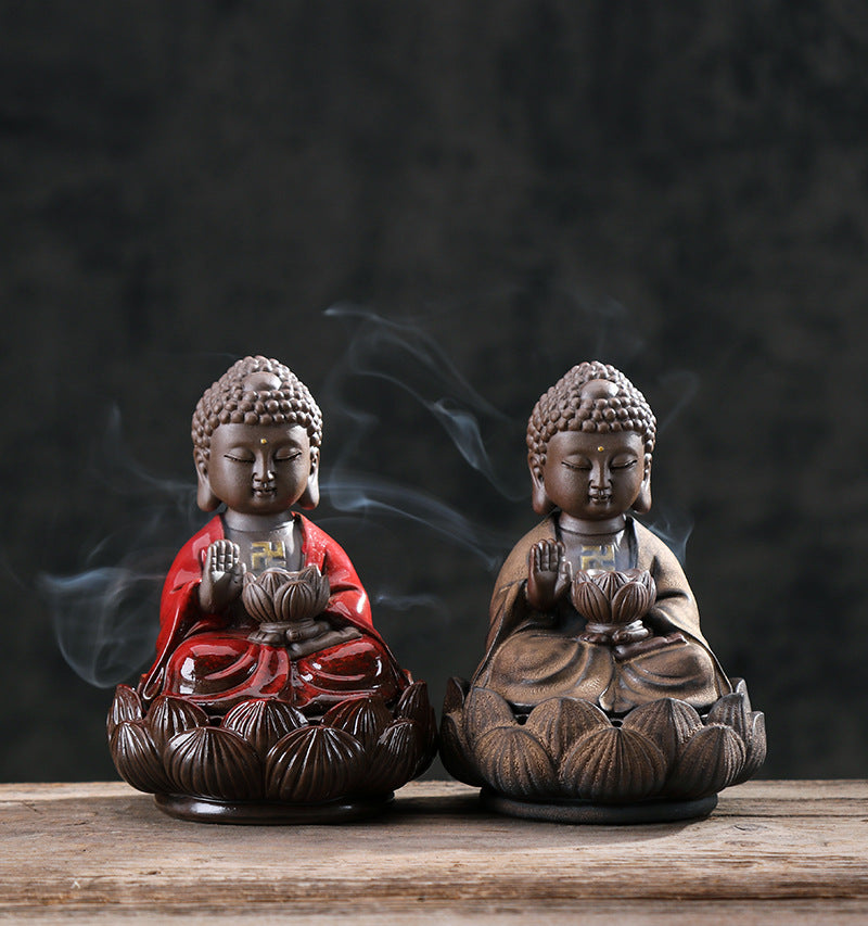 zensoullab Creative Ceramic Incense Burner Tea Ceremony Aromatherapy Burner Accessories for Home Living Room Indoor Air Purification Zen Buddha Ornament