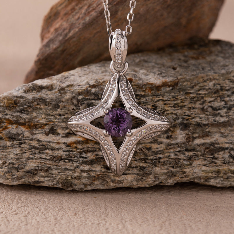 zensoullab Natural Sapphire Diopside Topaz Aquamarine Colorful Gemstone Necklace for Women S925 Silver Star Pendant