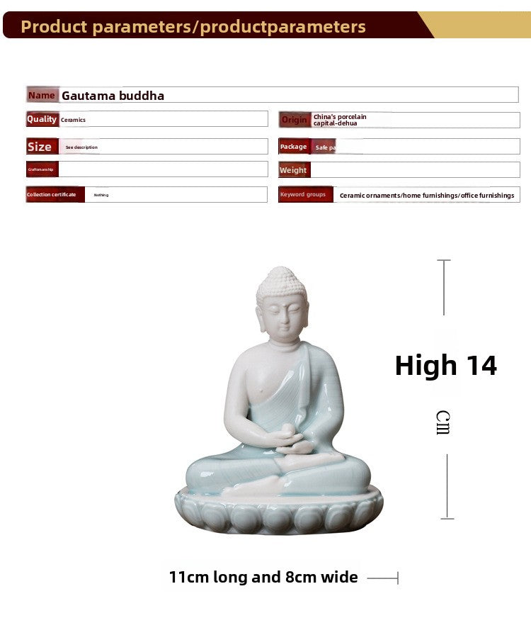 zensoullab Premium Dehua Ceramic Chinese Handmade Buddha Shakyamuni Amitabha Buddha Hall Home Entrance Decoration