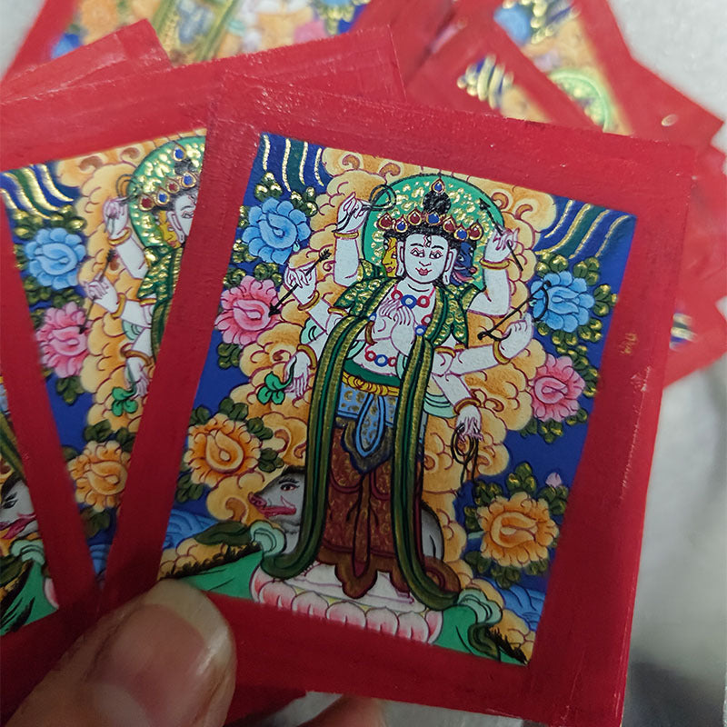 zensoullab Nepal Hand-painted Moli Branchi Tian Vajrasattva Thangka Tibetan Buddha Statue Bodhisattva Thangka Gawu Box Necklace Pendant