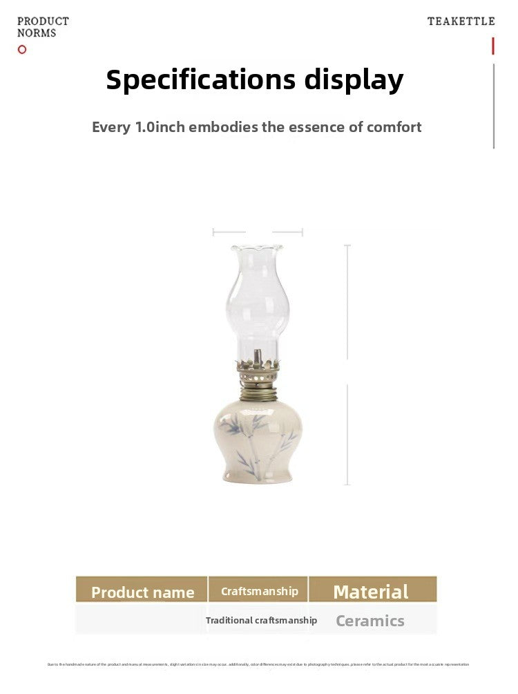 zensoullab Glass Butter Lamp Eternal Light Offering Lamp Household Oil Lamp Creative Ornament Ceramic Hand-painted Vegetable Oil Eco-friendly Night Light