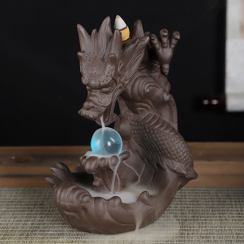 zensoullab Backflow Incense Burner Ceramic Zisha Xianglong Prosperous Home Tea Ceremony Office Creative Craft Ornament