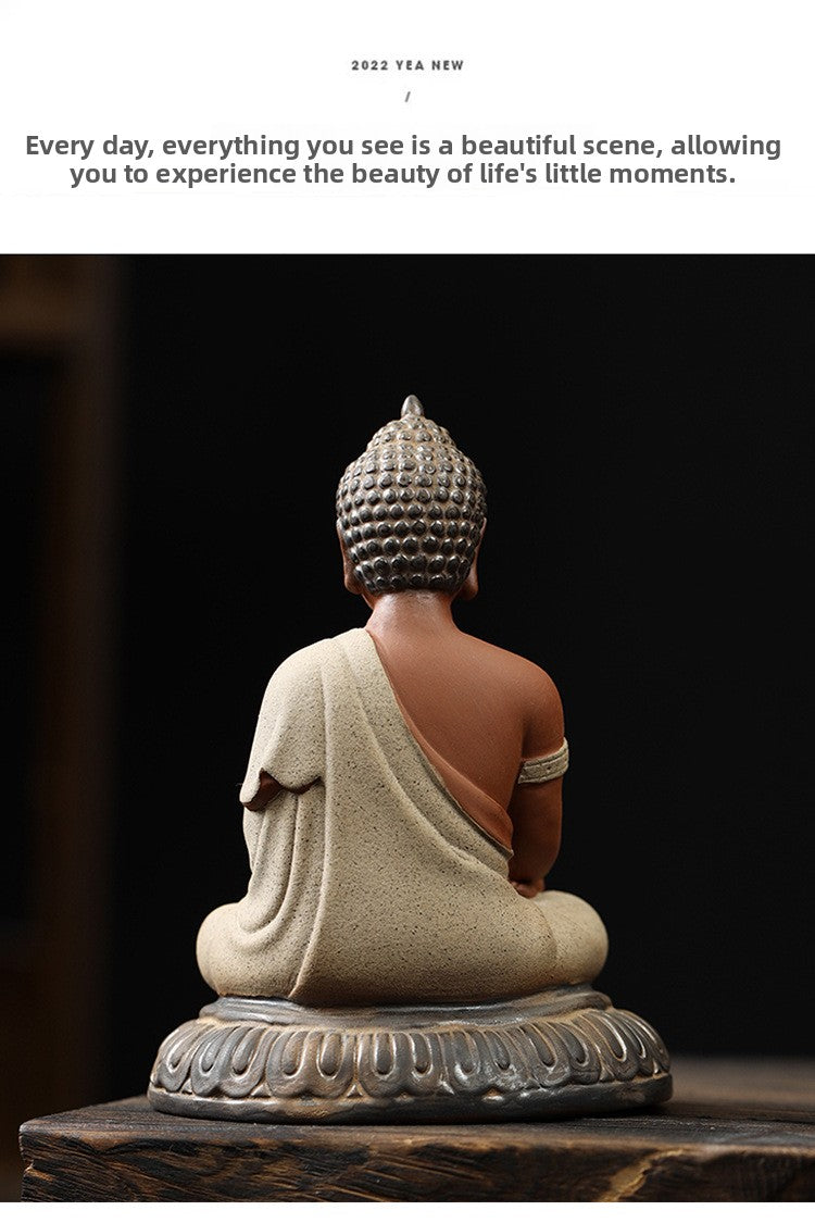 Zensoullab Zen Ceramic Sakyamuni Buddha Ornaments Vairocana Buddha Home Living Room Entrance Decorations Worship Furnishings