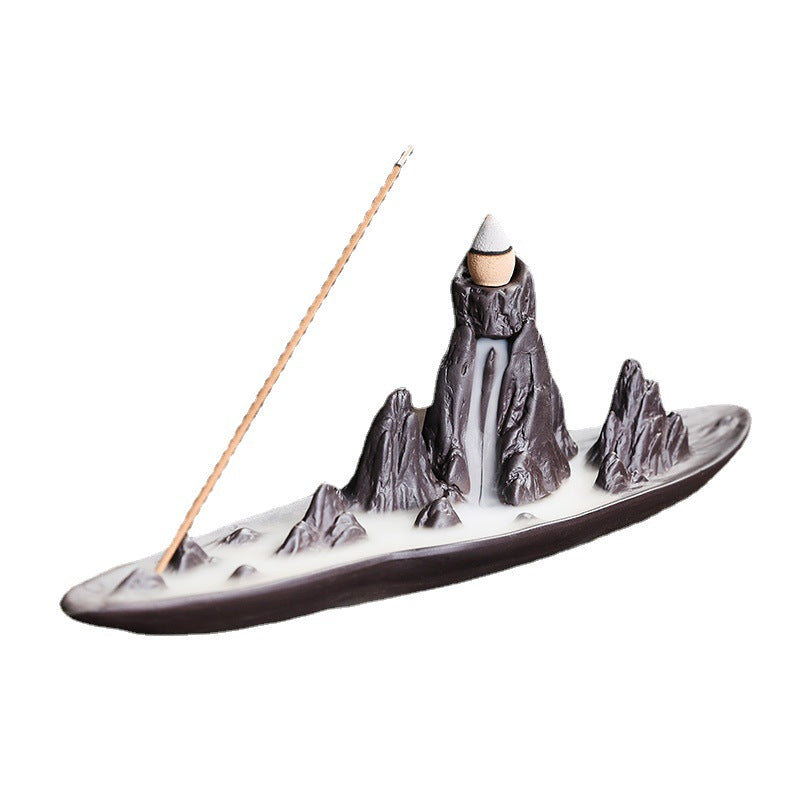 zensoullab Purple Clay Sandalwood Incense Burner Incense Holder Incense Stick Backflow Incense Burner Creative Mountain Water Backflow Incense Burner Home Decor