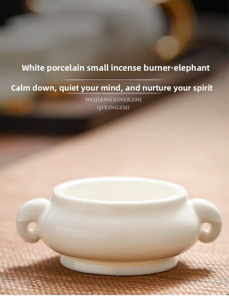 zensoullab Chinese Style Mini Ceramic Incense Burner Tea Room Home Worship Three-legged Incense Burner Portable Incense Holder Incense Ceremony Zen Small Ornament
