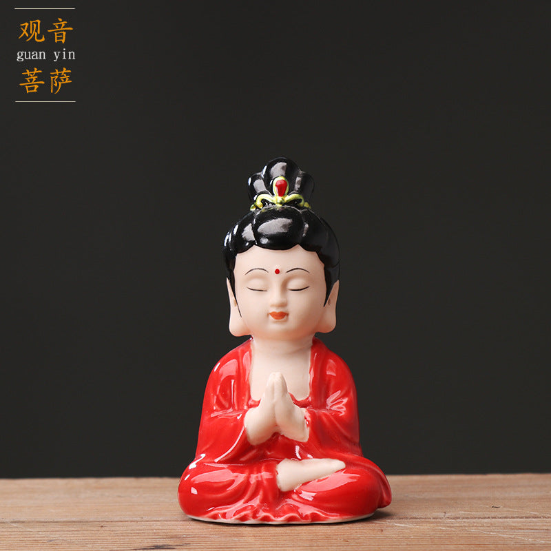 zensoullab Ceramic Buddha Statue Peace Buddha Chinese Style Entrance Shakyamuni Crafts Guanyin Ornament Lying Buddha Car Accessories