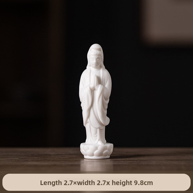 zensoullab Creative Mini Small Ceramic Peace Guanyin Bodhisattva Chinese Style Bonsai Rockery Micro Landscape Fish Tank Zen Small Ornament