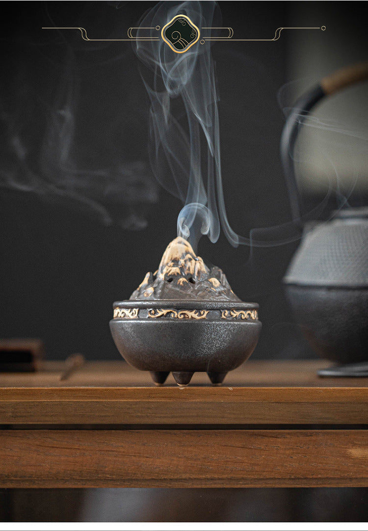 zensoullab Boshan Ceramic Incense Burner for Home Indoor Small Sandalwood Agarwood Incense Burner Zen Tea Room Incense Incense Seal Tower Incense Burner