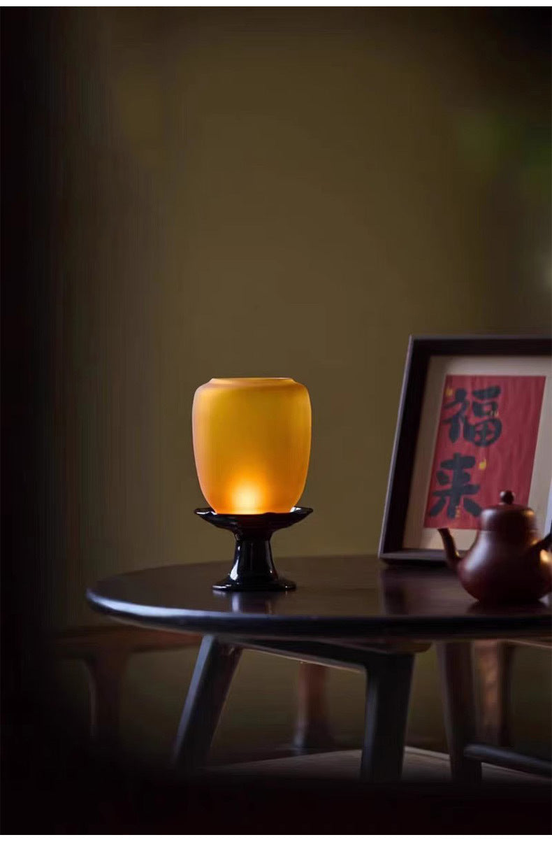 zensoullab Empty Illusion Candle Holder Home Aromatherapy Glass Ornament High-end Vintage Chinese Zen Creative Atmosphere Lamp Ancient Style