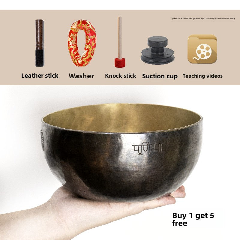 Zensoullab Nepal Handmade Buddha Bowl Xizang Himalaya Bowl Ugyen Double Color Full Moon Himalaya Bowl Copper Chime Stone Yoga Healing Meditation Himalaya Bowl