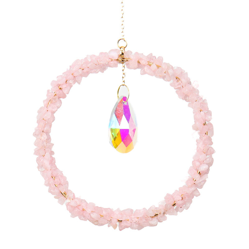 zensoullab Sun Catcher Gardening Crafts Crushed Stone Large Circle AB Color Crystal Water Drop Lighting Pendant