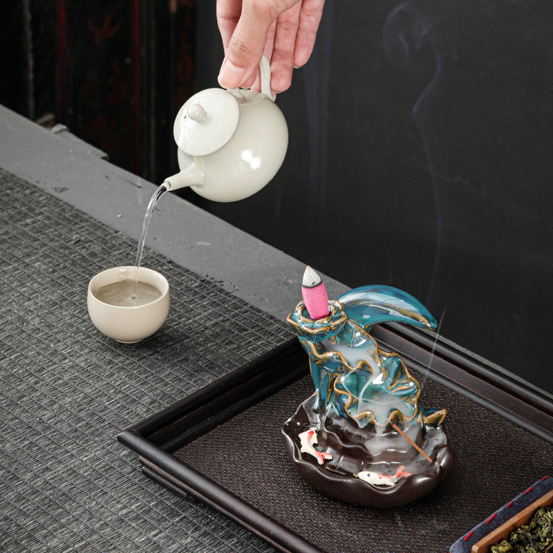 zensoullab Backflow Incense Burner Creative Home Decor Ceramic Burner Craft Pisces Backflow Kiln Change Ornamental Special Offer
