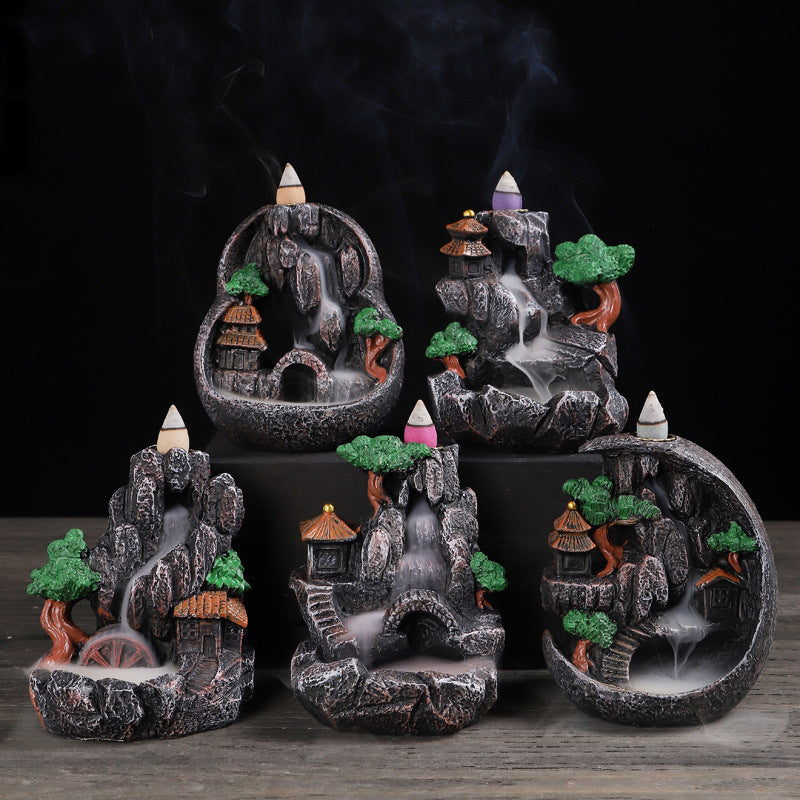 zensoullab Backflow Incense Burner Resin Home Indoor Tea Ceremony Incense Retro Creative Backflow Ornament