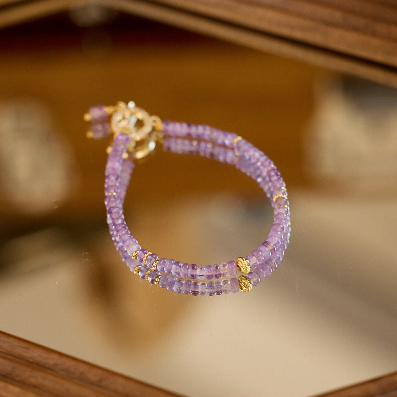 zensoullab Natural Amethyst Bracelet for Women Nine Purple Fire Calculation Plate Bead OT Clasp Crystal Bracelet
