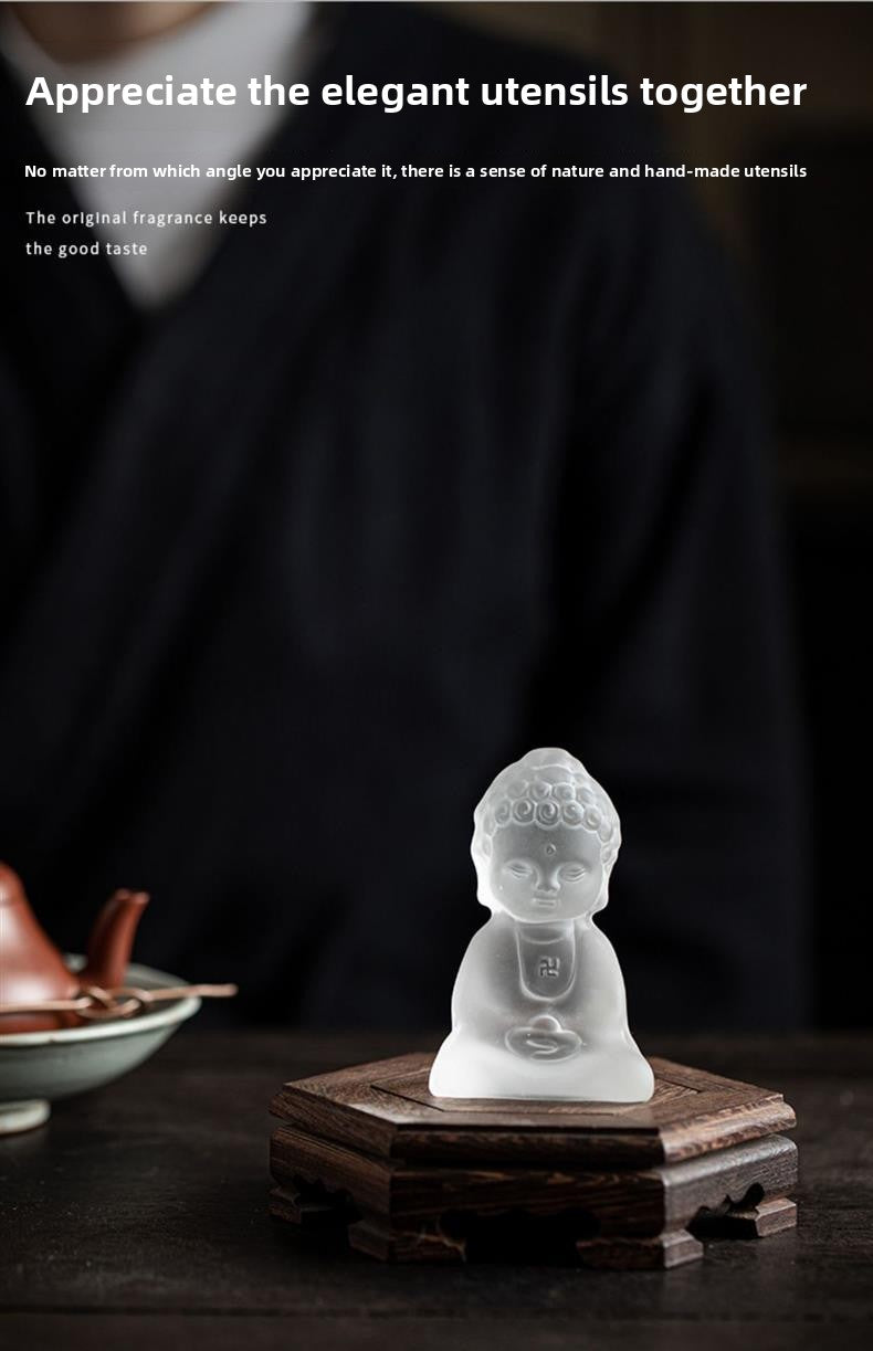 zensoullab Ancient Glazed Little Monk Tea Pet Ornament Zen Glass Buddha Figurine Kung Fu Tea Set Tea Tray Accessories