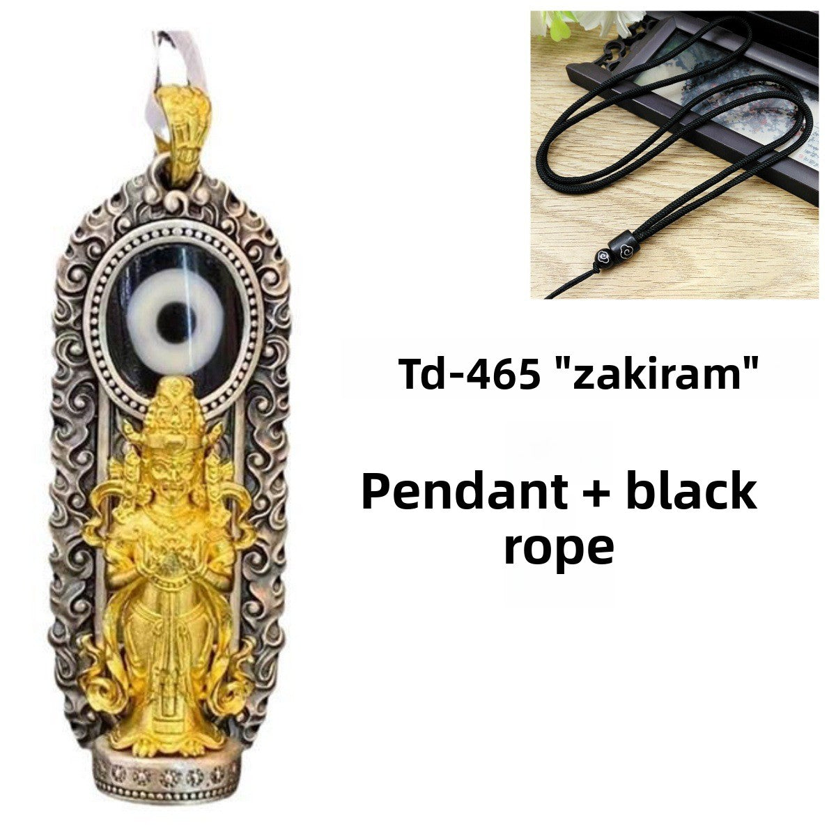 zensoullab Thai Silver Vintage Enamel Dzi Bead Zakira Pendant Retro Personality Ethnic Style Guardian God Clothing Chain Pendant