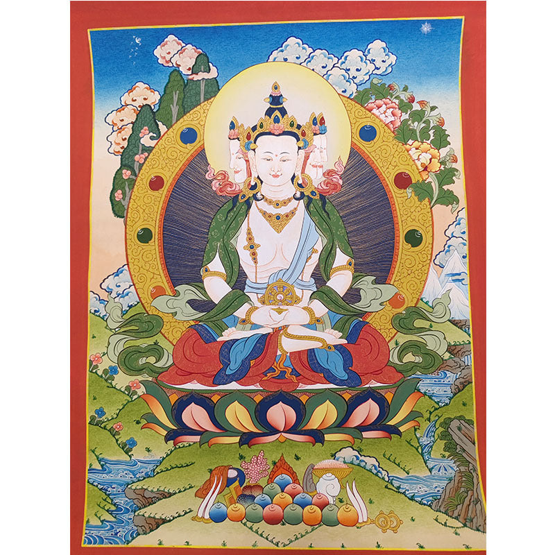 zensoullab Nepal Hand-painted Yellow God of Wealth Thangka Green Tara Vajrasattva Medicine Buddha Buddha Statue Entrance Living Room Decorative Hanging Painting