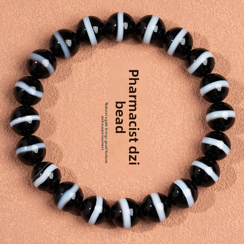 zensoullab Natural First-Line Pharmacist Dzi Bead Agate Bracelet Fashion Versatile Unisex Couple Style Single Circle Bracelet In Stock