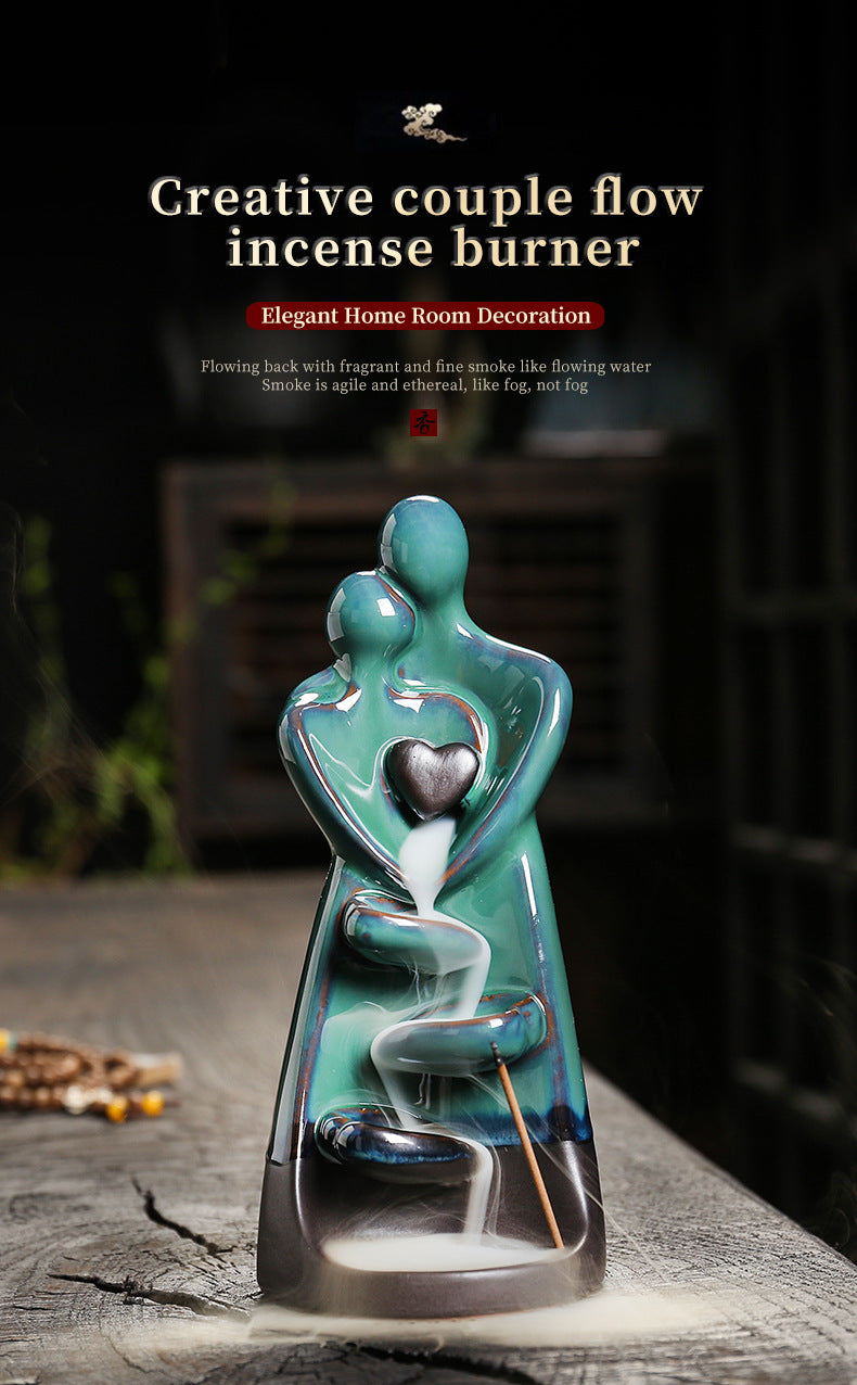 Ceramic Backflow Incense Burner Home Decor Ornament Creative Double-Sided Backflow Incense Burner