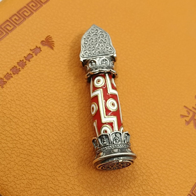 Zensoullab Retro Tibetan Dzi Bead Pendant Men's and Women's Same Ethnic Style Rotatable Personality Literary Style Necklace