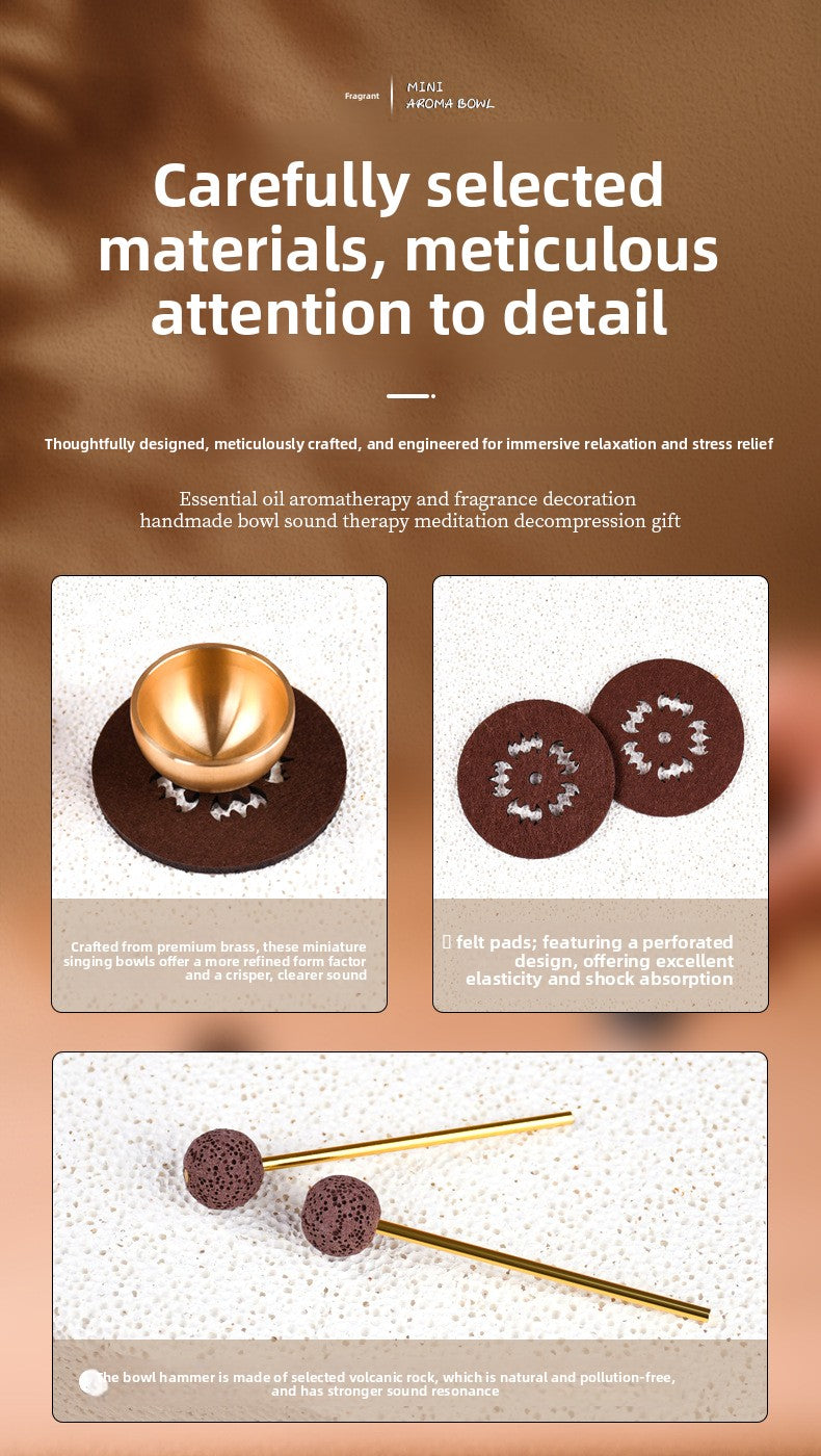 zensoullab Mini Singing Bowl Essential Oil Ornament Handmade Copper Bowl Sound Therapy Meditation Relaxation Stress Relief Gift