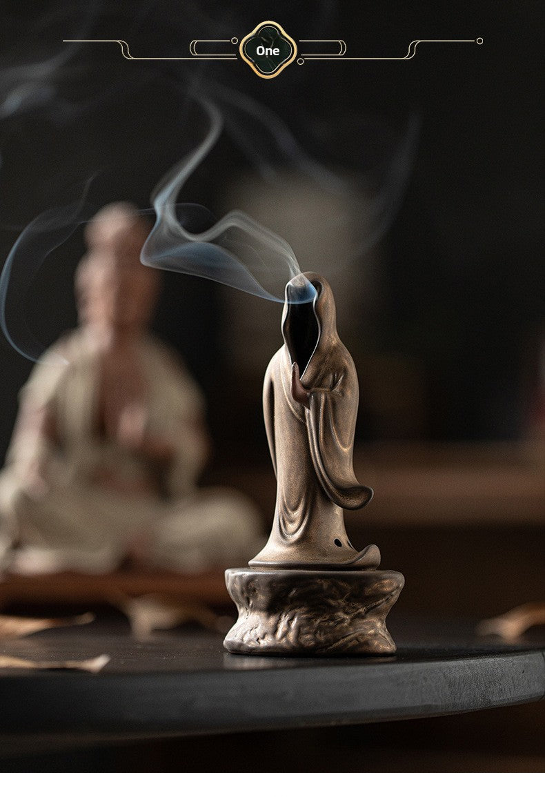 zensoullab Zen Style Formless Mini Incense Burner for Home Indoor Small Disc Incense Burner Tea Room Desktop Antique Incense Burner Small Ornament