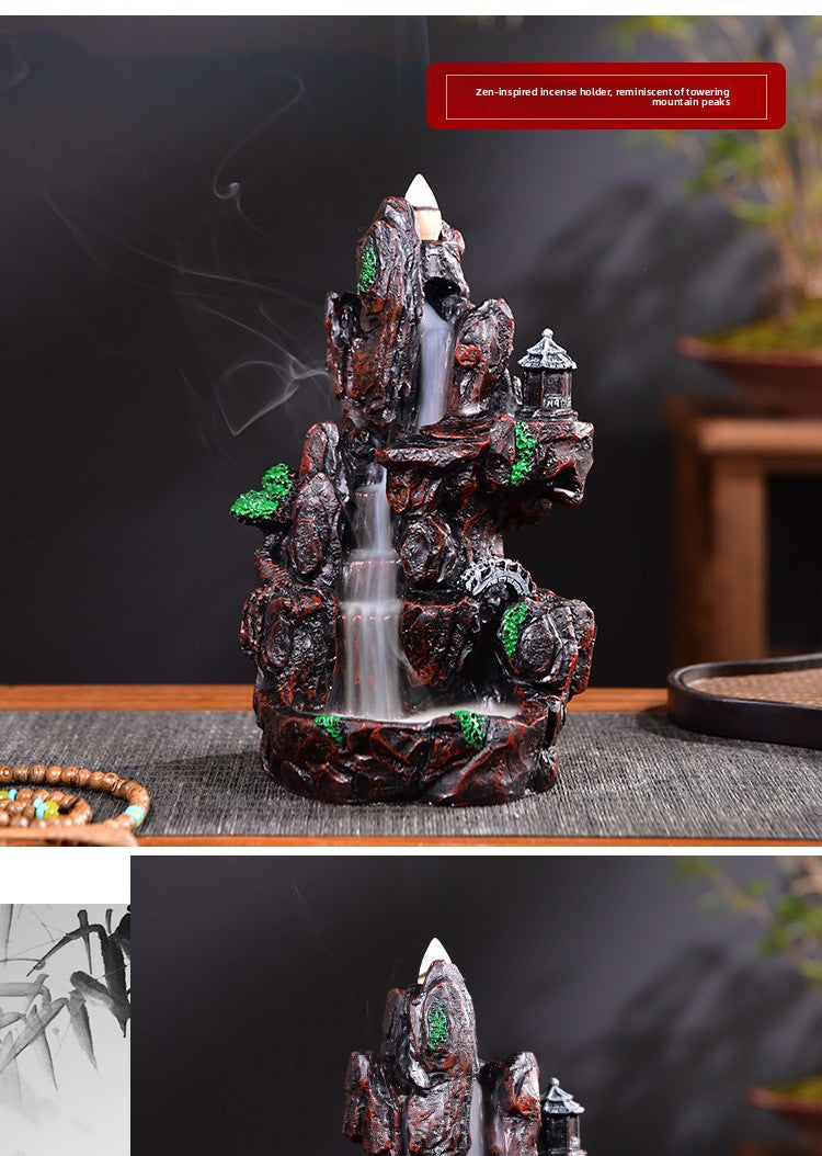 zensoullab Backflow Incense Sandalwood Indoor Aromatherapy Burner Home Living Room Resin Mountain Water Creative Small Ornament Incense Burner
