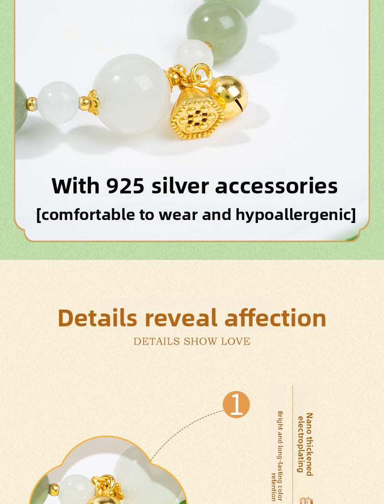 Zensoullab Natural Xinjiang Hetian Jade ICE CLEAR White Bracelet Female National Style Niche Bracelet