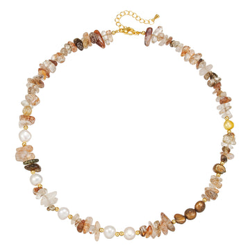 zensoullab Freshwater Pearl Natural Stone Bead Necklace Bracelet Melad Gold Rutilated Quartz Sweater Chain High-end