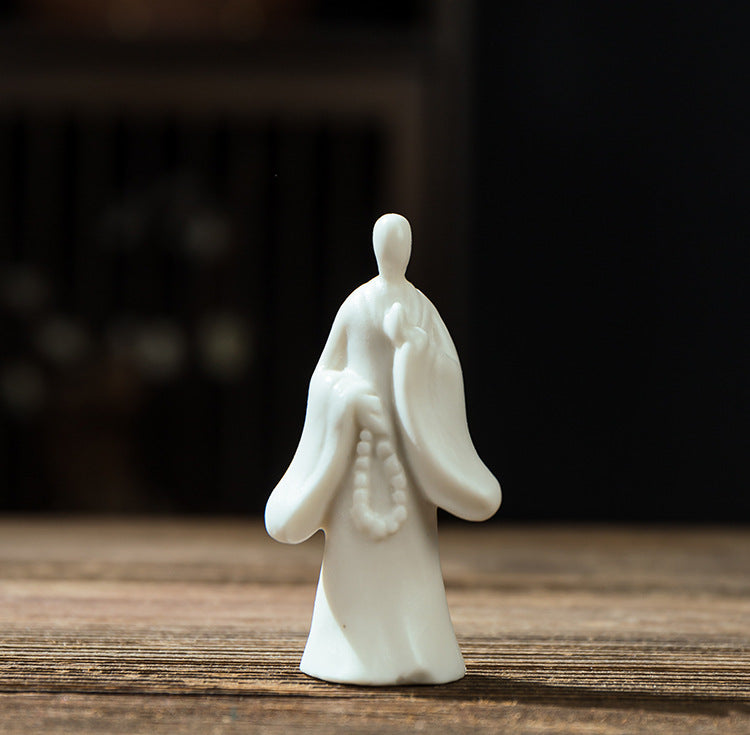zensoullab Mini Fingertip Monk Ceramic Small Buddha Ornament White Porcelain Formless Buddha Micro Landscape Fish Tank Decoration Desktop Decoration