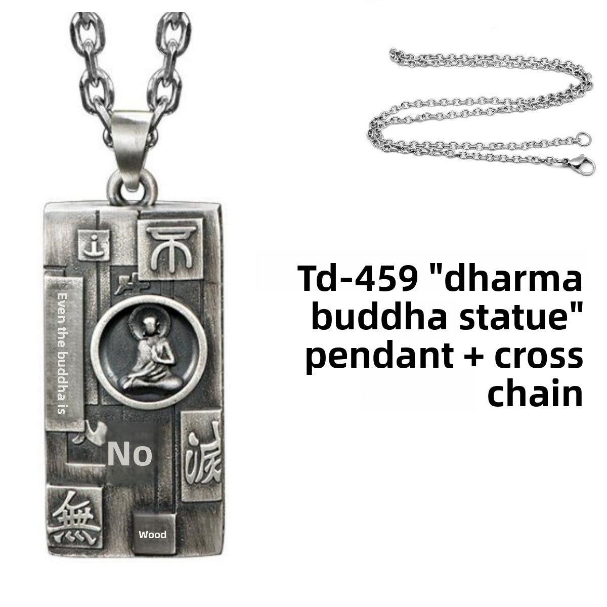 Zensoullab Thai Silver Amulet Necklace Men's Damo Buddha Symbol Pendant Protective Talisman Hanging Ornament Square Plate Pendant for Boyfriend