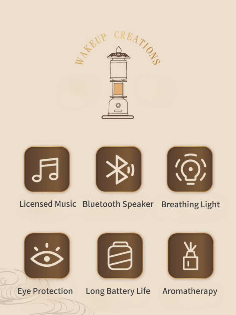 The Sacred Light Artistic Awakening Lighthouse Aroma Lamp features integrated functions of a speaker, aromatherapy, and ambient lighting.