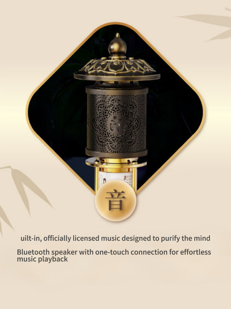 The Sacred Light Artistic Awakening Lighthouse Aroma Lamp features integrated functions of a speaker, aromatherapy, and ambient lighting.