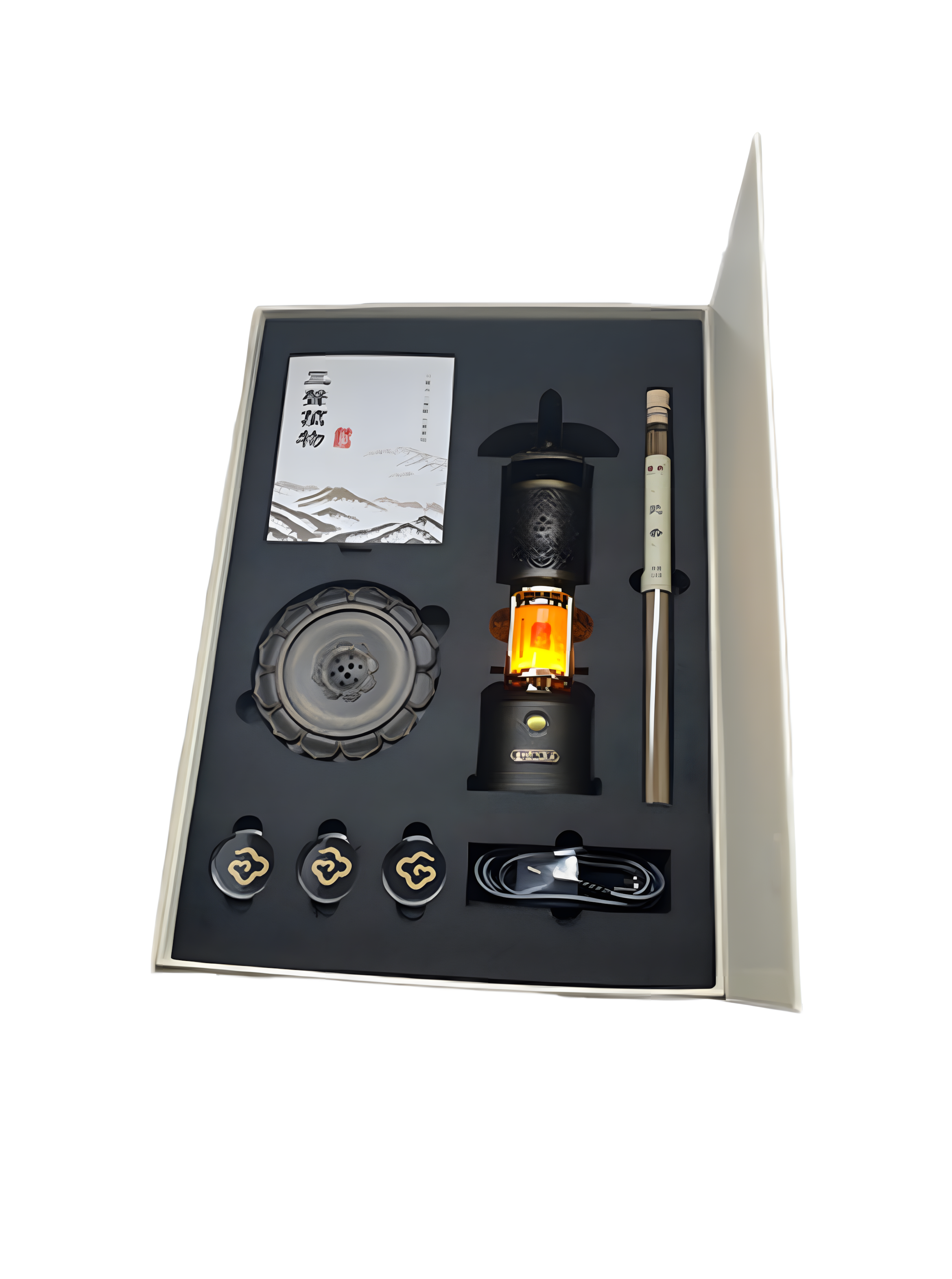 The Sacred Light Artistic Awakening Lighthouse Aroma Lamp features integrated functions of a speaker, aromatherapy, and ambient lighting.